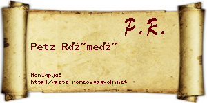 Petz Rómeó névjegykártya